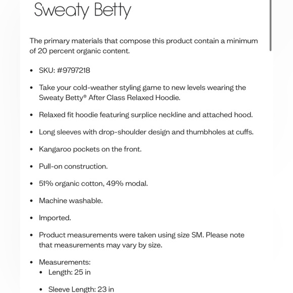 NWT Sweaty Betty After Class Relaxed Hoody - Picture 9 of 10